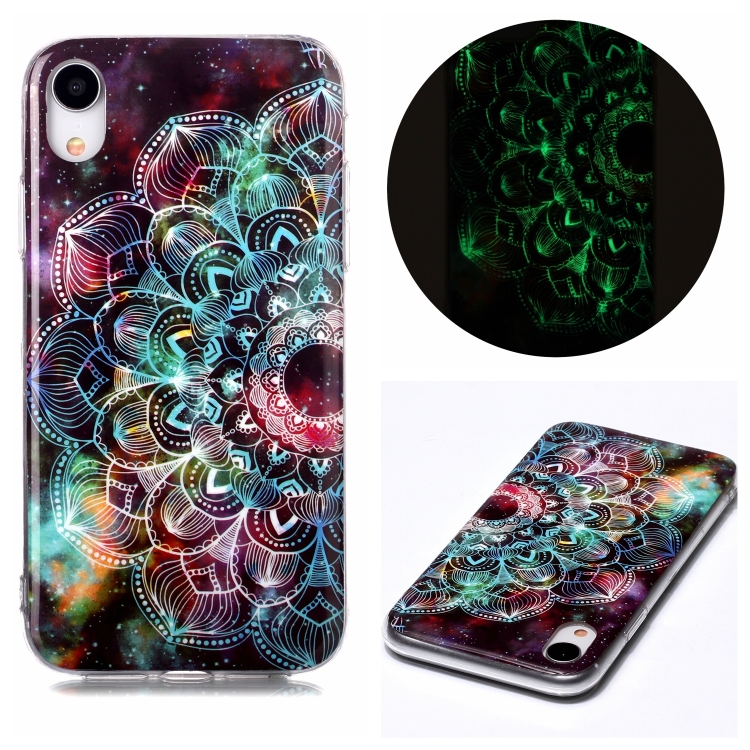

For iPhone XR Luminous TPU Soft Protective Case(Mandala Flower)