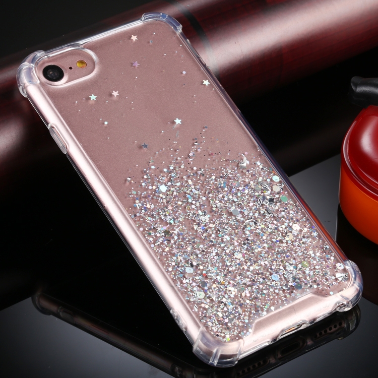 

For iPhone 6 / 6s Four-Corner Shockproof Glitter Powder Acrylic + TPU Protective Case(Transparent)
