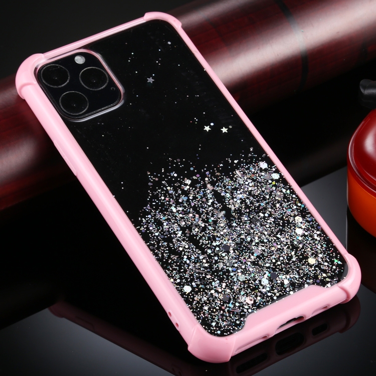 

For iPhone 11 Pro Max Four-Corner Shockproof Glitter Powder Acrylic + TPU Protective Case(Pink)