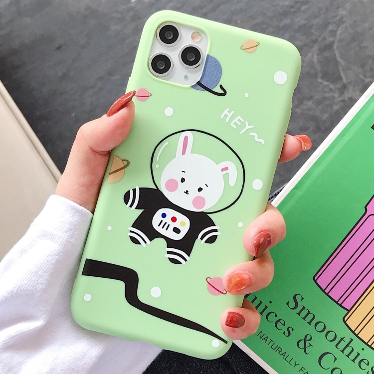 

For iPhone 11 Pro Space Rabbit Pattern Matte TPU Mobile Phone Case(Green)