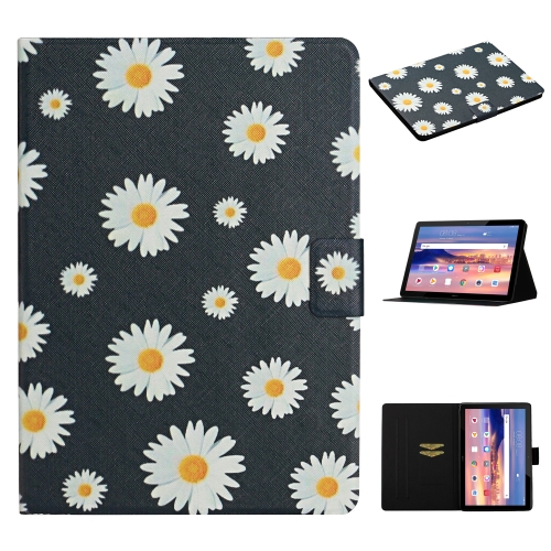 

For Huawei MediaPad T5 Flower Pattern Horizontal Flip Leather Case with Card Slots & Holder(Small Daisies)