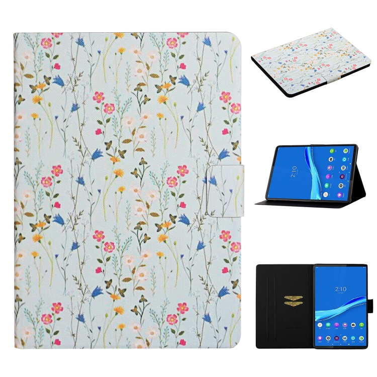 

For Lenovo Tab M10 Plus Flower Pattern Horizontal Flip Leather Case with Card Slots & Holder(Small Floral)