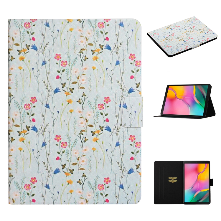 

For Samsung Galaxy Tab A 10.1 (2019) Flower Pattern Horizontal Flip Leather Case with Card Slots & Holder(Small Floral)