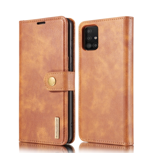 

For Samsung Galaxy A51 5G DG.MING Crazy Horse Texture Flip Detachable Magnetic Leather Case with Holder & Card Slots & Wallet(Brown)