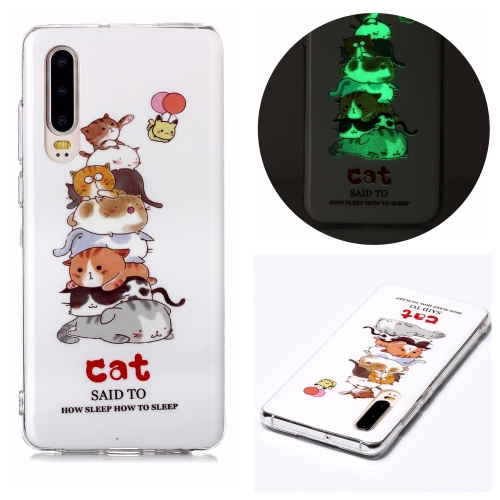 

For Huawei P30 Luminous TPU Soft Protective Case(Cats)