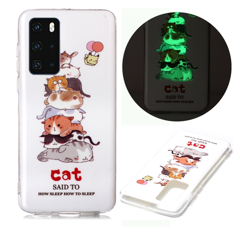 

For Huawei P40 Luminous TPU Soft Protective Case(Cats)