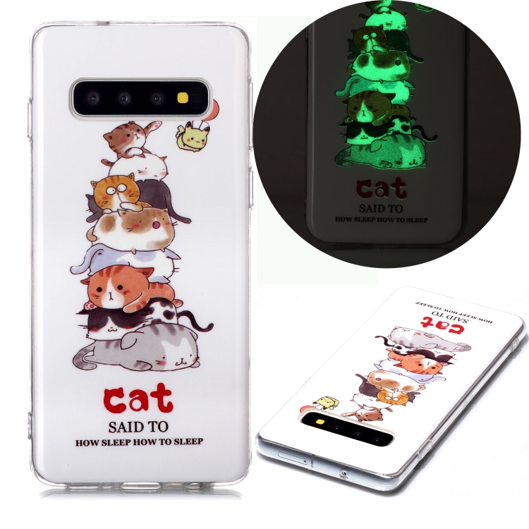 

For Samsung Galaxy S10 Luminous TPU Soft Protective Case(Cats)