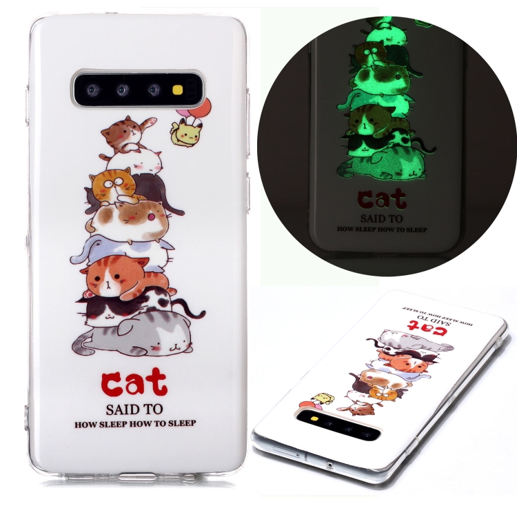 

For Samsung Galaxy S10+ Luminous TPU Soft Protective Case(Cats)