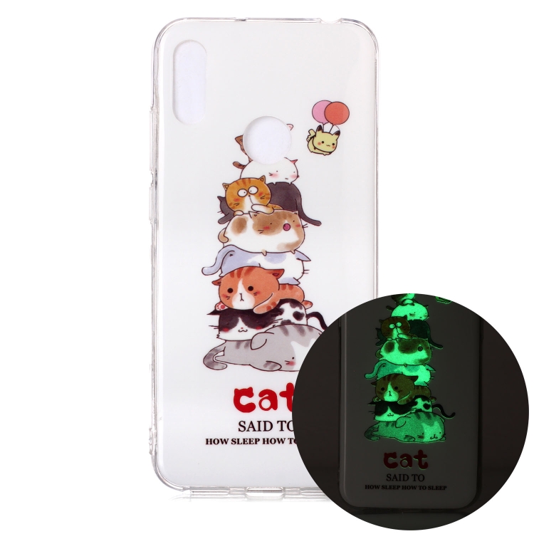 

For Huawei Y6 (2019) Luminous TPU Soft Protective Case(Cats)