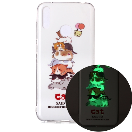 

For Huawei Y7 (2019) Luminous TPU Soft Protective Case(Cats)