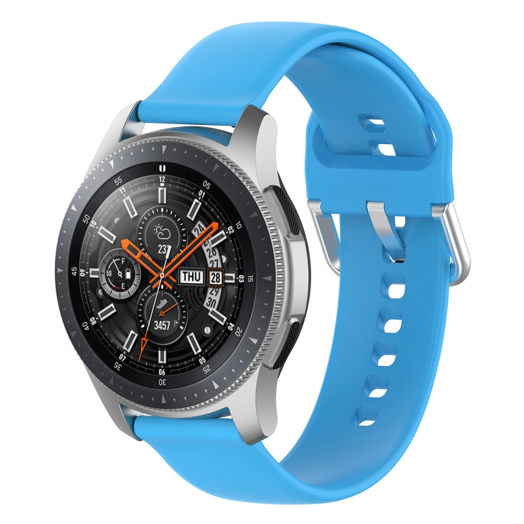 

22mm Universal Silver Buckle Silicone Replacement Wrist Strap, Size:S(Blue Sky)
