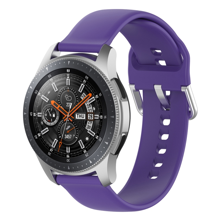 

22mm Universal Silver Buckle Silicone Replacement Wrist Strap, Size:S(Purple)