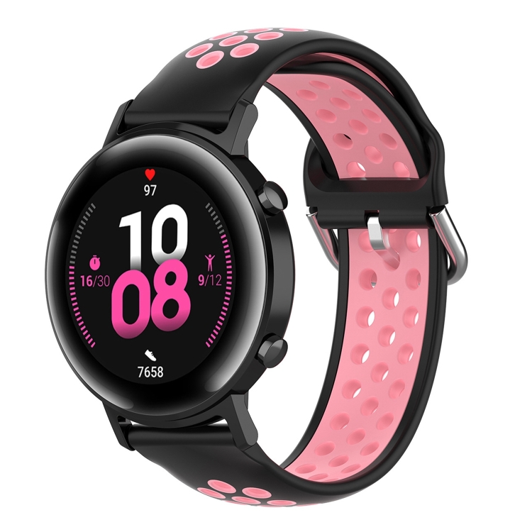

20mm Universal Sports Two Colors Silicone Replacement Strap Watchband(Black Pink)