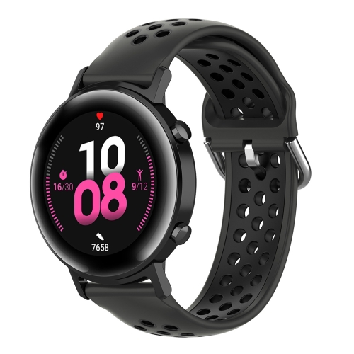 

20mm Universal Sports Two Colors Silicone Replacement Strap Watchband(Coal Black + Black)
