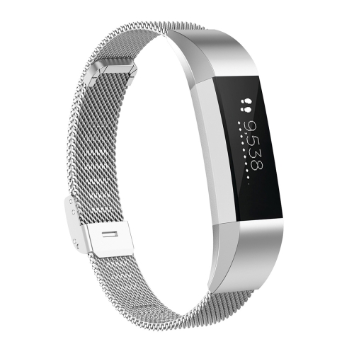 

For Fitbit Alta / Alta HR / ACE Watch Button Mesh Metal Replacement Strap Watchband, Size:S(Silver)