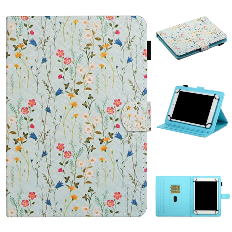

For 10 inch Universal Tablet PC Flower Pattern Horizontal Flip Leather Case with Card Slots & Holder(Small Floral)