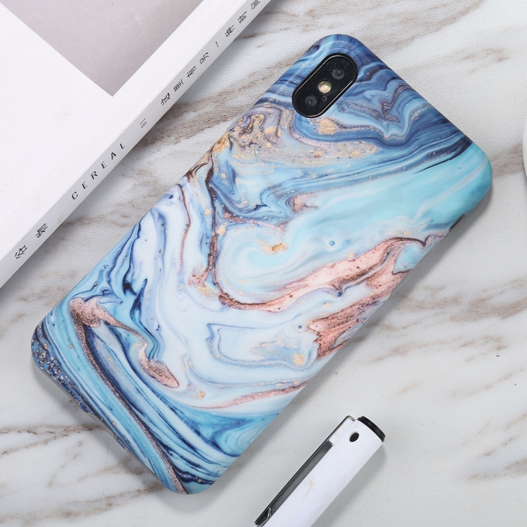 

For iPhone XS Max Watercolor Marble Pattern IMD TPU Mobile Phone Case(Blue)