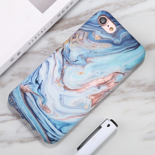 

For iPhone SE 2020 Watercolor Marble Pattern IMD TPU Mobile Phone Case(Blue)