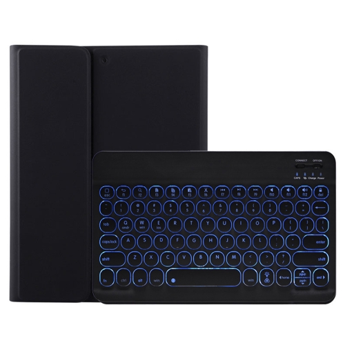 

For iPad Pro 9.7 2018 & 2017 / Air 2 / Air YM97D Detachable Round Key Colorful Backlight Bluetooth Keyboard Protective Case with Pen Slot(Black)
