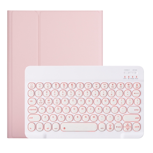 

YM12D For iPad 10.2 2019 / Air 10.5 inch / Pro 10.5 inch Detachable Round Key Colorful Backlight Bluetooth Keyboard Protective Case with Pen Slot(Pink)