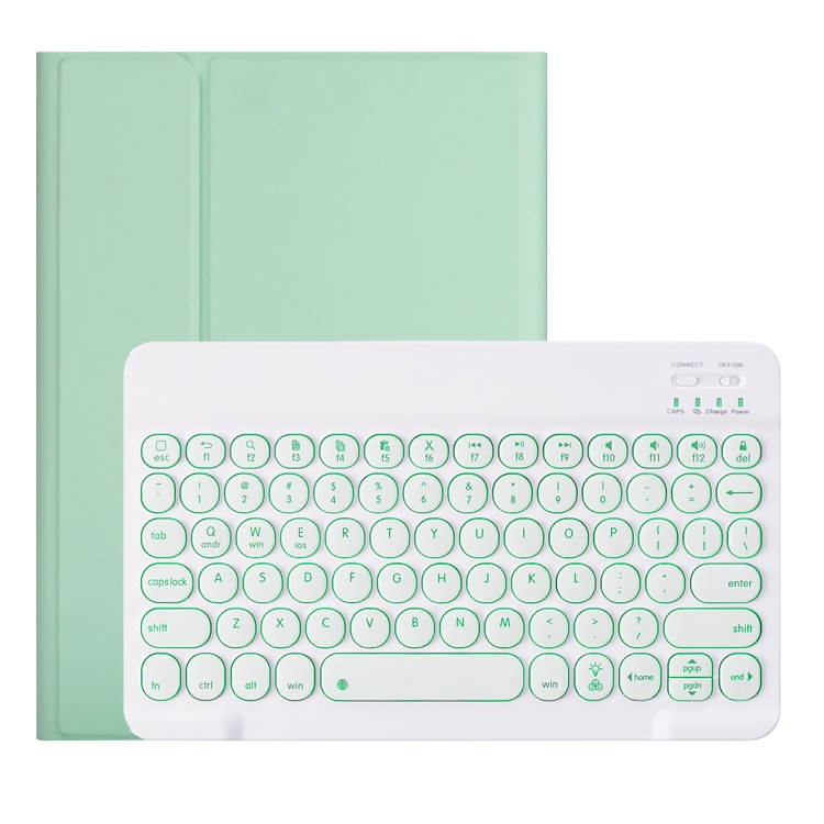 

YM12D For iPad 10.2 2019 / Air 10.5 inch / Pro 10.5 inch Detachable Round Key Colorful Backlight Bluetooth Keyboard Protective Case with Pen Slot(Green)