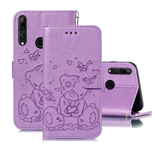 

For Huawei P Smart Z / Y9 Prime (2019) Embossed Butterfly Love Bear Pattern PU + TPU Horizontal Flip Leather Case with Holder & Card Slots & Wallet & Photo Frame(Purple)