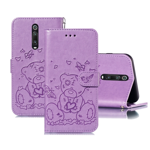 

For Xiaomi Redmi K20 / Mi 9T Embossed Butterfly Love Bear Pattern PU + TPU Horizontal Flip Leather Case with Holder & Card Slots & Wallet & Photo Frame(Purple)