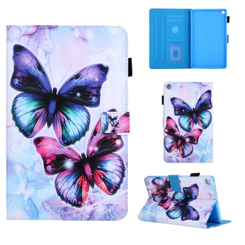 

For Kindle Fire HD8 Colored Drawing Pattern Horizontal Flip Leather Case with Holder & Card Slots & Anti-skid Strip & Wake-up / Sleep Sunction(Butterfly)