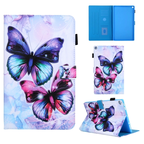 

For Kindle Fire HD10 (2019) Colored Drawing Pattern Horizontal Flip Leather Case with Holder & Card Slots & Anti-skid Strip & Wake-up / Sleep Sunction(Butterfly)