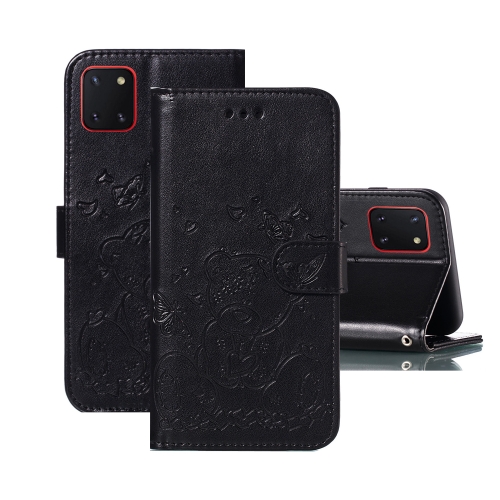 

For Samsung Galaxy A81 / Note 10 Lite Embossed Butterfly Love Bear Pattern PU + TPU Horizontal Flip Leather Case with Holder & Card Slots & Wallet & Photo Frame(Black)