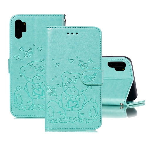 

For Samsung Galaxy Note 10+ Embossed Butterfly Love Bear Pattern PU + TPU Horizontal Flip Leather Case with Holder & Card Slots & Wallet & Photo Frame(Green)
