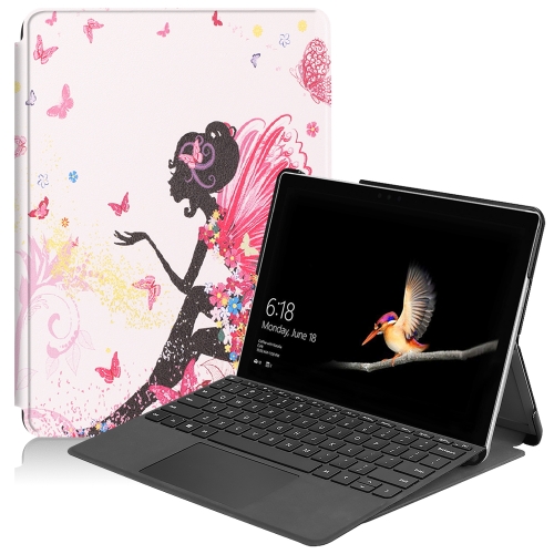 

For Microsoft Surface Go 2 / Surface Go Colored Drawing Voltage Elastic Texture Horizontal Flip Leather Case with Holder(Fairy Girl)