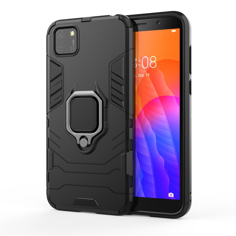 

For Huawei Y5P PC + TPU Shockproof Protective Case with Ring Holder(Black)