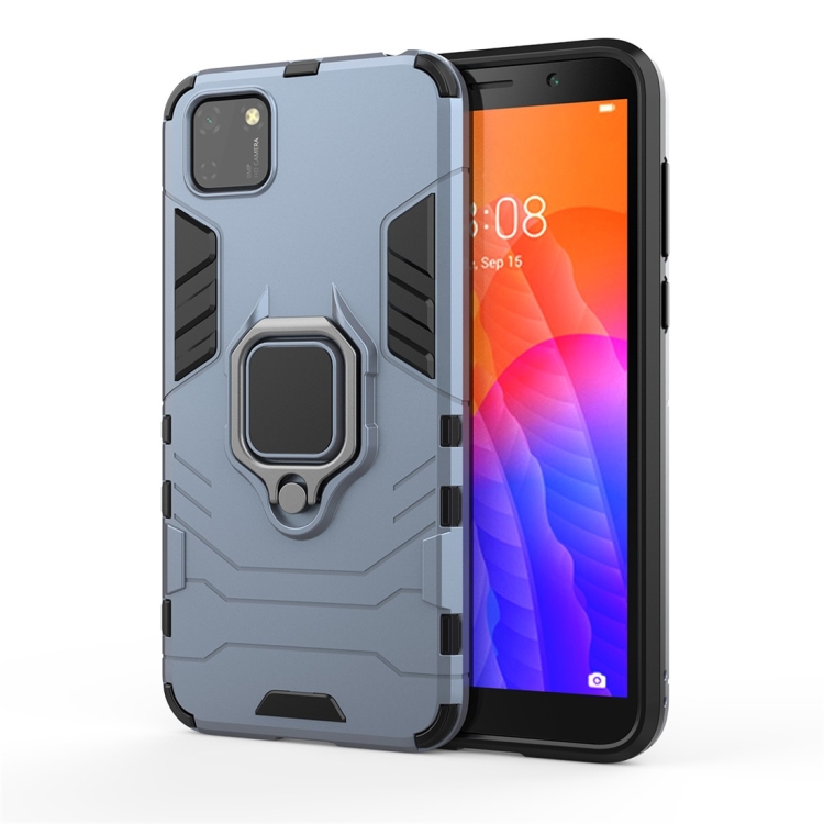

For Huawei Y5P PC + TPU Shockproof Protective Case with Ring Holder(Navy Blue)