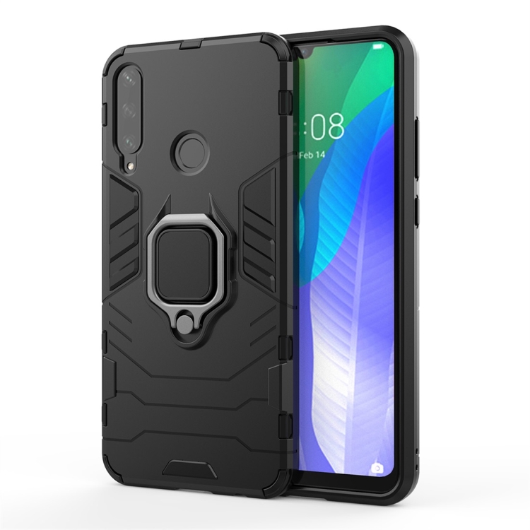 

For Huawei Y6P PC + TPU Shockproof Protective Case with Ring Holder(Black)