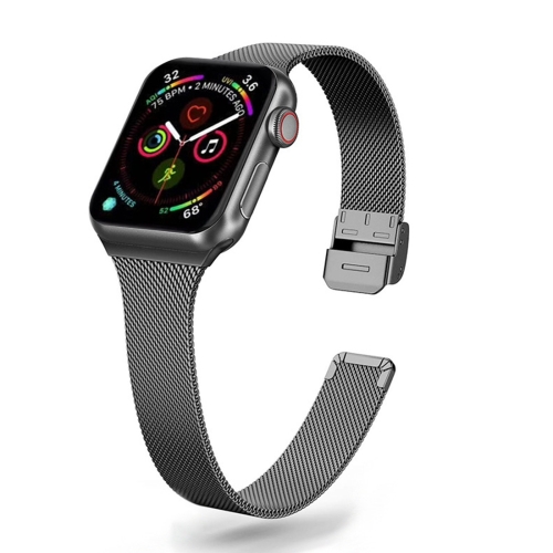 

For Apple Watch Series 6 & SE & 5 & 4 40mm / 3 & 2 & 1 38mm Milanese Stainless Steel Watchband(Black)