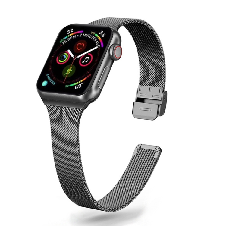 

For Apple Watch Series 6 & SE & 5 & 4 44mm / 3 & 2 & 1 42mm Milanese Stainless Steel Watchband(Black)