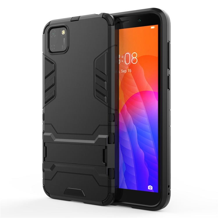 

For Huawei Y5P PC + TPU Shockproof Protective Case with Holder(Black)