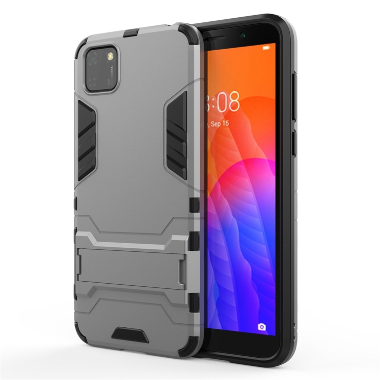 

For Huawei Y5P PC + TPU Shockproof Protective Case with Holder(Grey)
