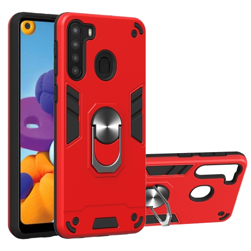 

For Samsung Galaxy A21(EU Version) 2 in 1 Armour Series PC + TPU Protective Case with Ring Holder(Red)