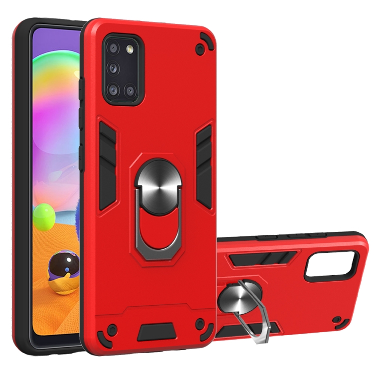

For Samsung Galaxy A31 2 in 1 Armour Series PC + TPU Protective Case with Ring Holder(Red)
