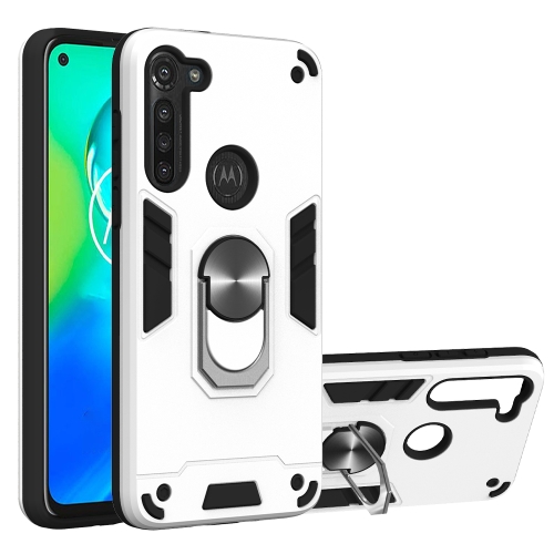 

For Motorola Moto G8 Power 2 in 1 Armour Series PC + TPU Protective Case with Ring Holder(Silver)