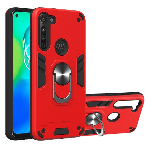 

For Motorola Moto G8 Power 2 in 1 Armour Series PC + TPU Protective Case with Ring Holder(Red)