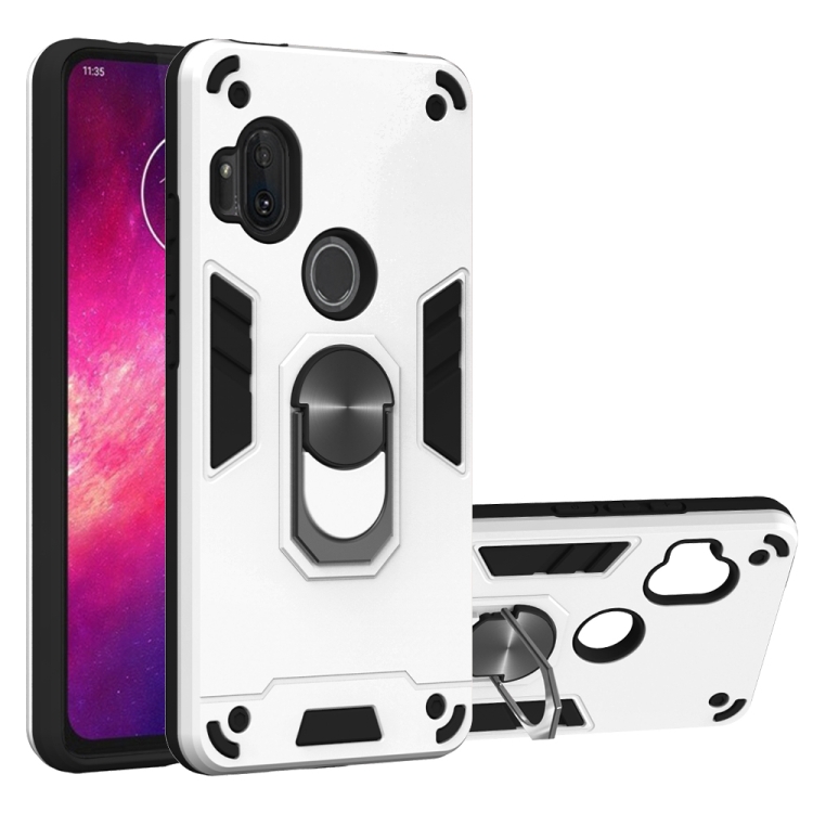 

For Motorola One Hyper 2 in 1 Armour Series PC + TPU Protective Case with Ring Holder(Silver)