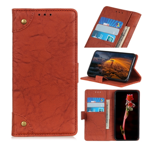 

For Samsung Galaxy Note20 Copper Buckle Retro Crazy Horse Texture Horizontal Flip Leather Case with Holder & Card Slots & Wallet(Brown)