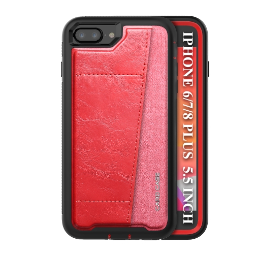 

For iPhone 8 Plus / 7 Plus Shockproof PC + TPU + PU Leather Protective Case with Card Slot(Red)