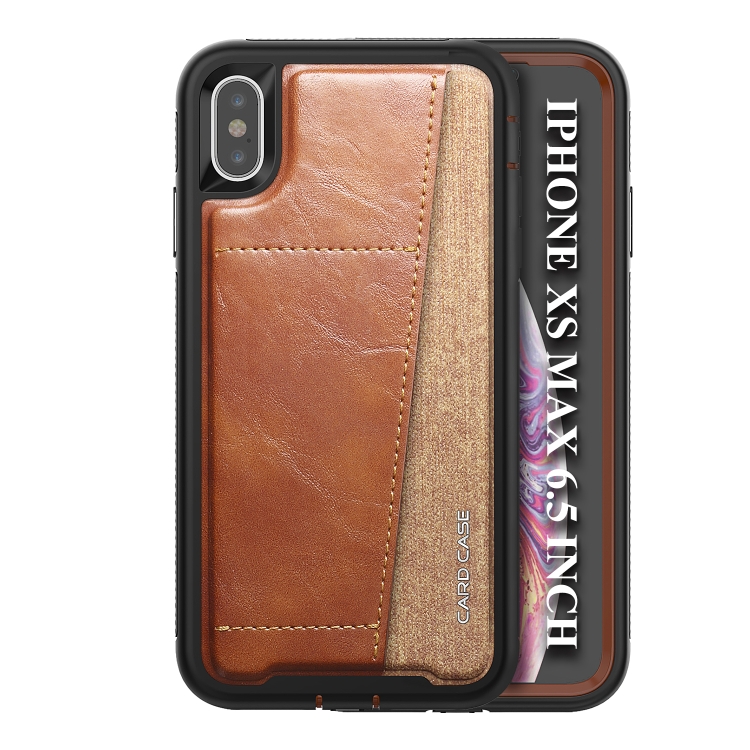 

For iPhone XS Max Shockproof PC + TPU + PU Leather Protective Case with Card Slot(Brown)