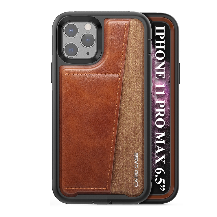 

For iPhone 11 Pro Shockproof PC + TPU + PU Leather Protective Case with Card Slot(Brown)
