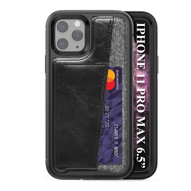 

For iPhone 11 Pro Max Shockproof PC + TPU + PU Leather Protective Case with Card Slot(Black)