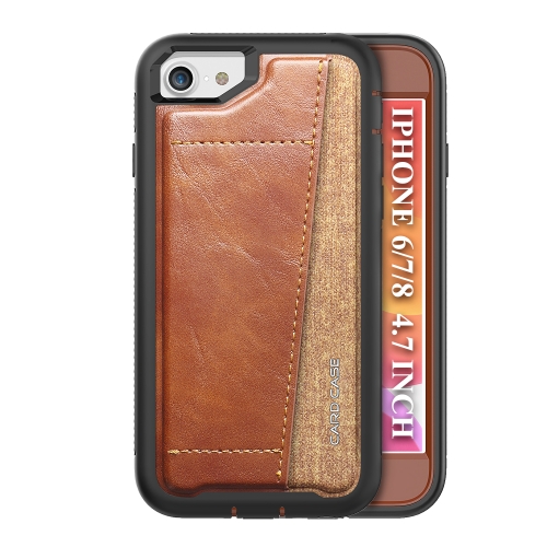 

For iPhone 6 Shockproof PC + TPU + PU Leather Protective Case with Card Slot(Brown)